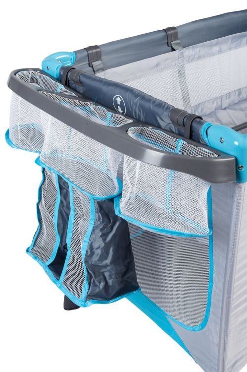 Patut pliabil cu plasa tantari si masuta de infasat, cadru otel, 126x66x77 cm, gri