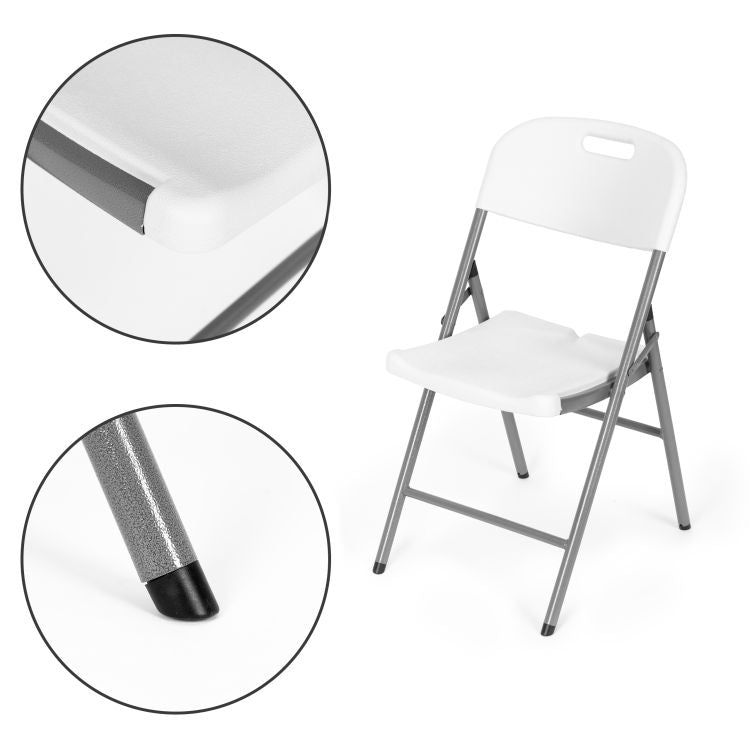 Set 2 scaune pliante 44x58x83 cm, structura metal si sezut HDPE, pliabile si usoare, alb