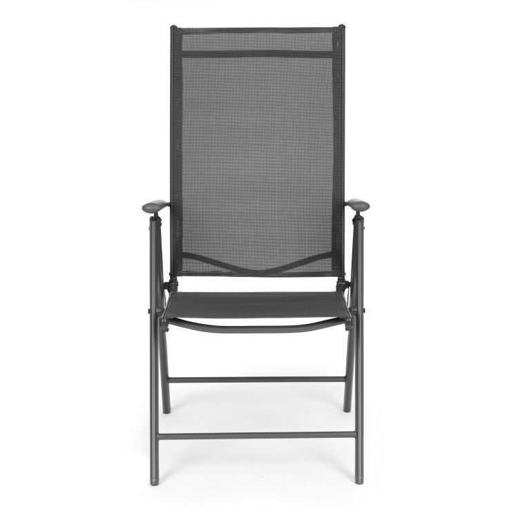 Set 4 scaune gradina 70x57x106 cm, pliante cu spatar reglabil 7 pozitii, structura otel si textilena, gri
