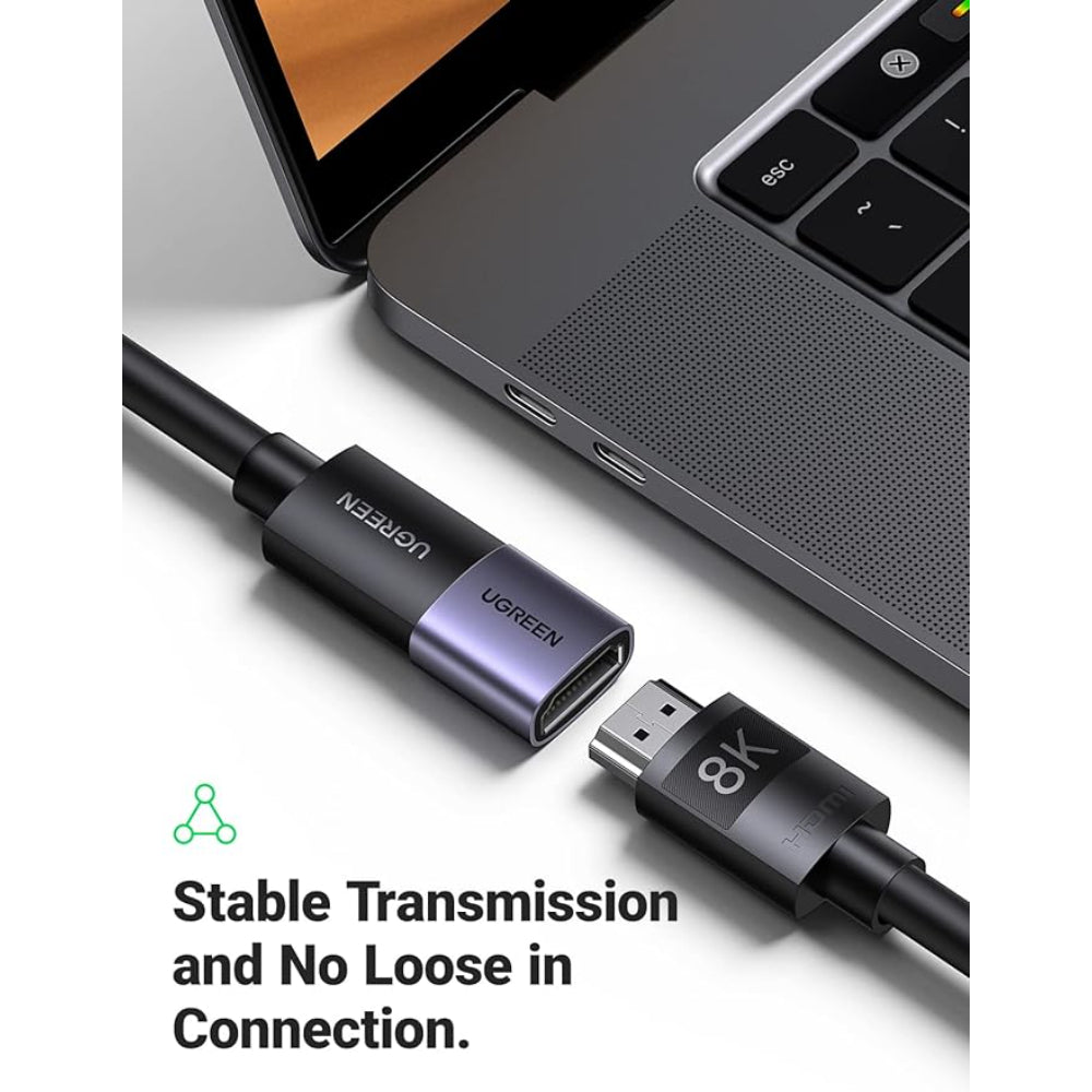 ADAPTOR video Ugreen, "HD159" cupla extender HDMI (M) la HDMI (M), rezolutie maxima 8K UHD la 60 Hz, conectori auriti, aluminiu, gri "90592" - 6957303895922