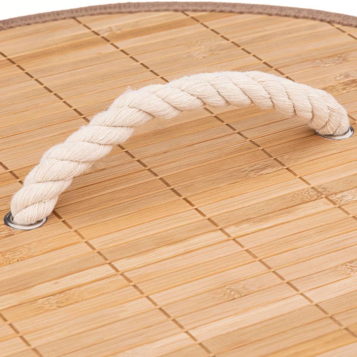 Cos rufe rotund 5Five Bambou cu capac, bambus, 48 litri, 35x50 cm, natur