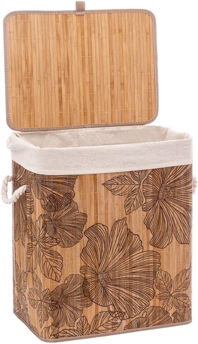 Cos rufe 5Five Blackflora, bambus, 60 litri, 42x31x51 cm, natur