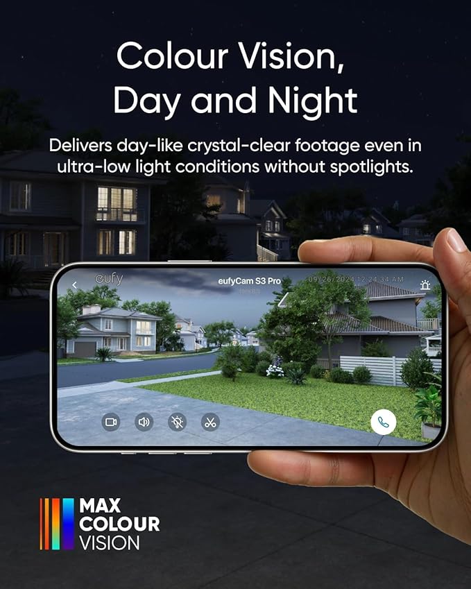 Camera supraveghere Anker "eufyCam S3 Pro", 8MP, 4K, Wi-Fi 2.4 GHz, bullet, wireless, , color night vision si IR, smart AI, detectie miscare, IP67, compatibil cu HomeBase 3, "T81623W1" (timbru verde 0.8 lei) - 194644293888
