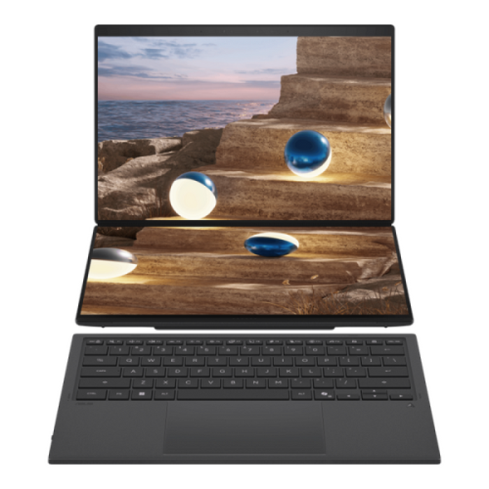 Laptop Consumer ASUS Zenbook DUO, cu procesor Intel Core Ultra X9 388H, 14'' OLED, 32 GB LPDDR5x, 2 TB, Windows 11 Pro, 2 ani