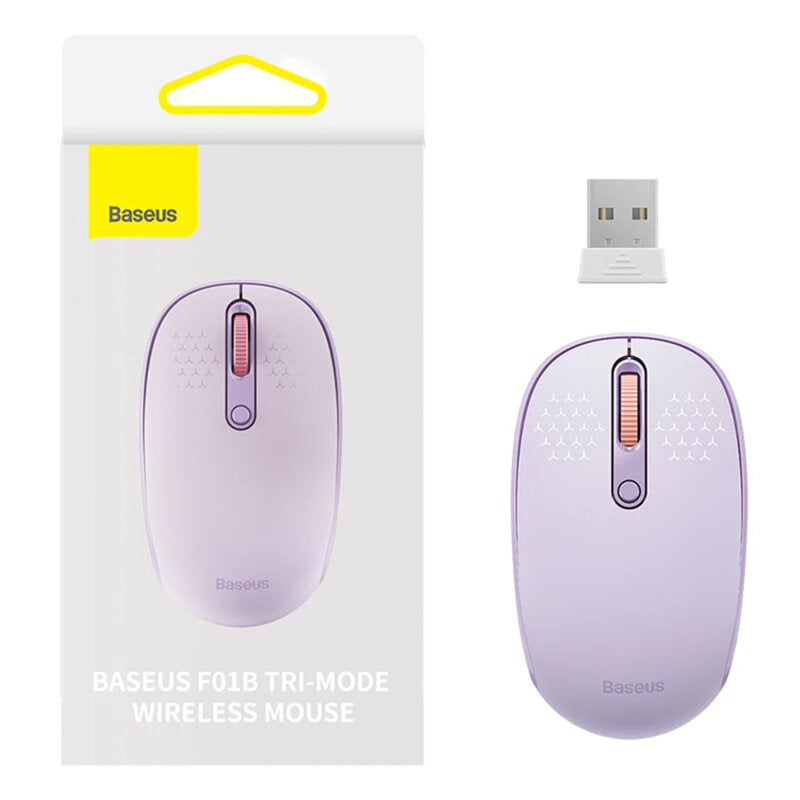 MOUSE Baseus PC sau NB wireless, 2.4GHz si Bluetooth, optic, 800/ 1200/1600 dpi,butoane/scroll 3/1, mov,"B01055503513-00" - 6932172632861