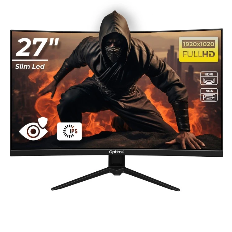 Monitor LED Gaming Curbat 27 inch OptimX MT27Y, Full HD,1920x1020, VGA, HDMI, Slim, NoFrame, LED "75255"
