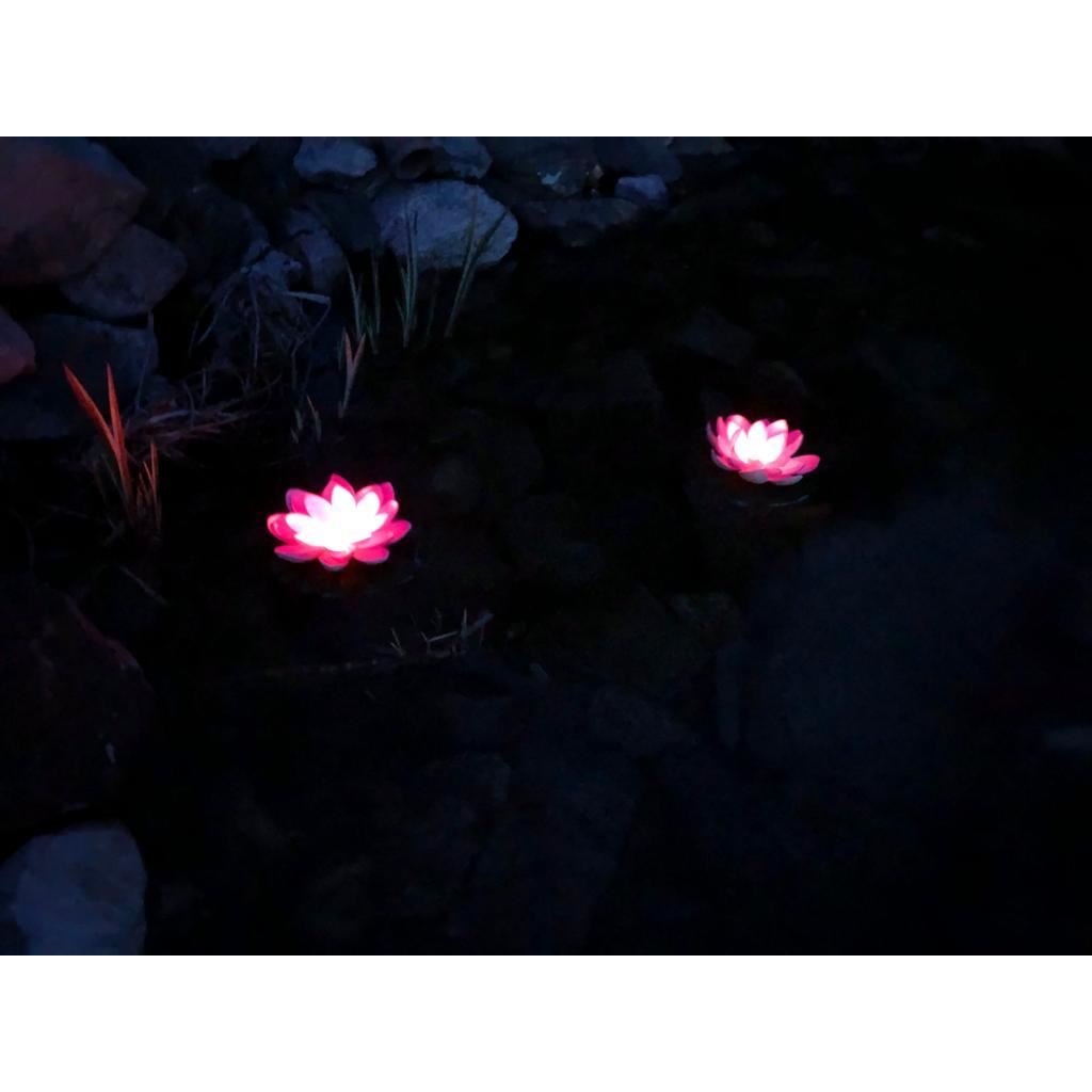 Lampa solara LED de gradina, plutitoare pe apa, floare de nufar roz, 18x18x6cm