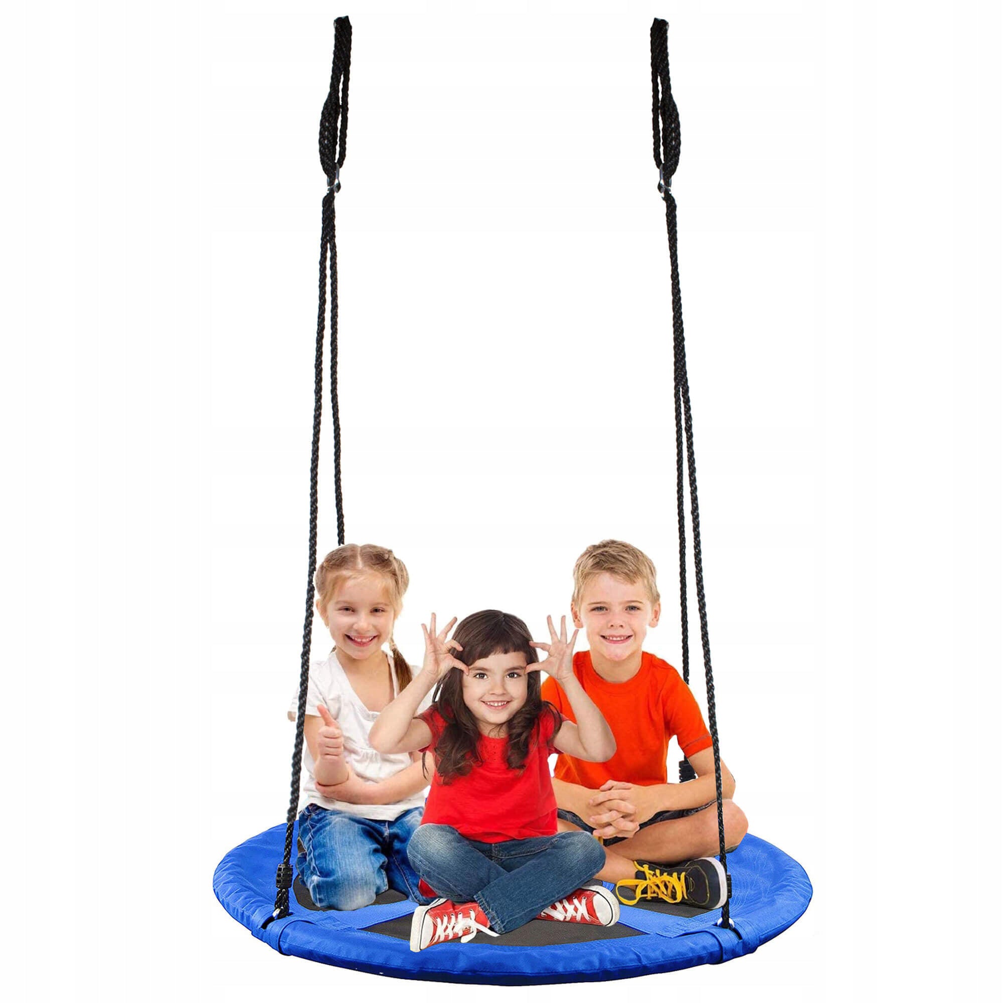 Leagan tip cuib Sersimo NS16, diametru 120cm, inaltime reglabila, pentru exterior, sarcina 180 kg, Albastru Negru