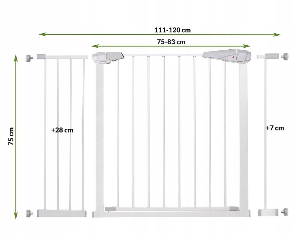 Poarta de siguranta Safety Gate pentru scari, ajustabila 111-120 cm, din otel, alba