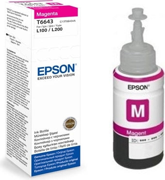 Cartus Cerneala Original Epson Magenta, T66434A, pentru L100|L120||L200|L110|L210|L220|L300|L355|L550, , , "C13T66434A"(RAPO)