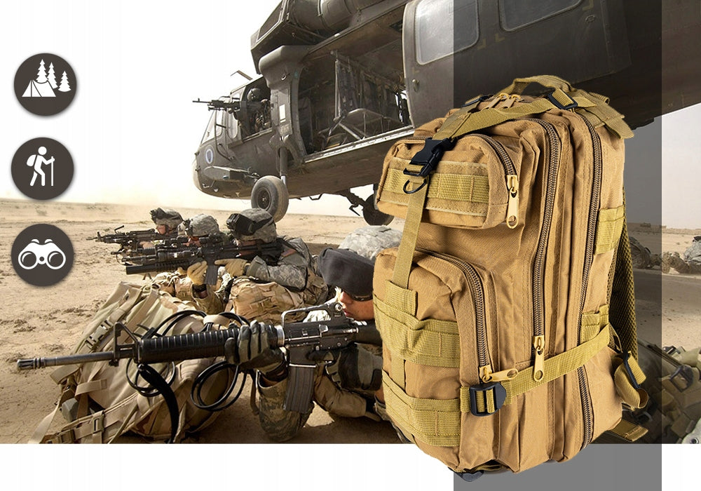 Rucsac militar pentru drumetie, impermeabil, ultra usor, 4 compartimente, 28litri, verde