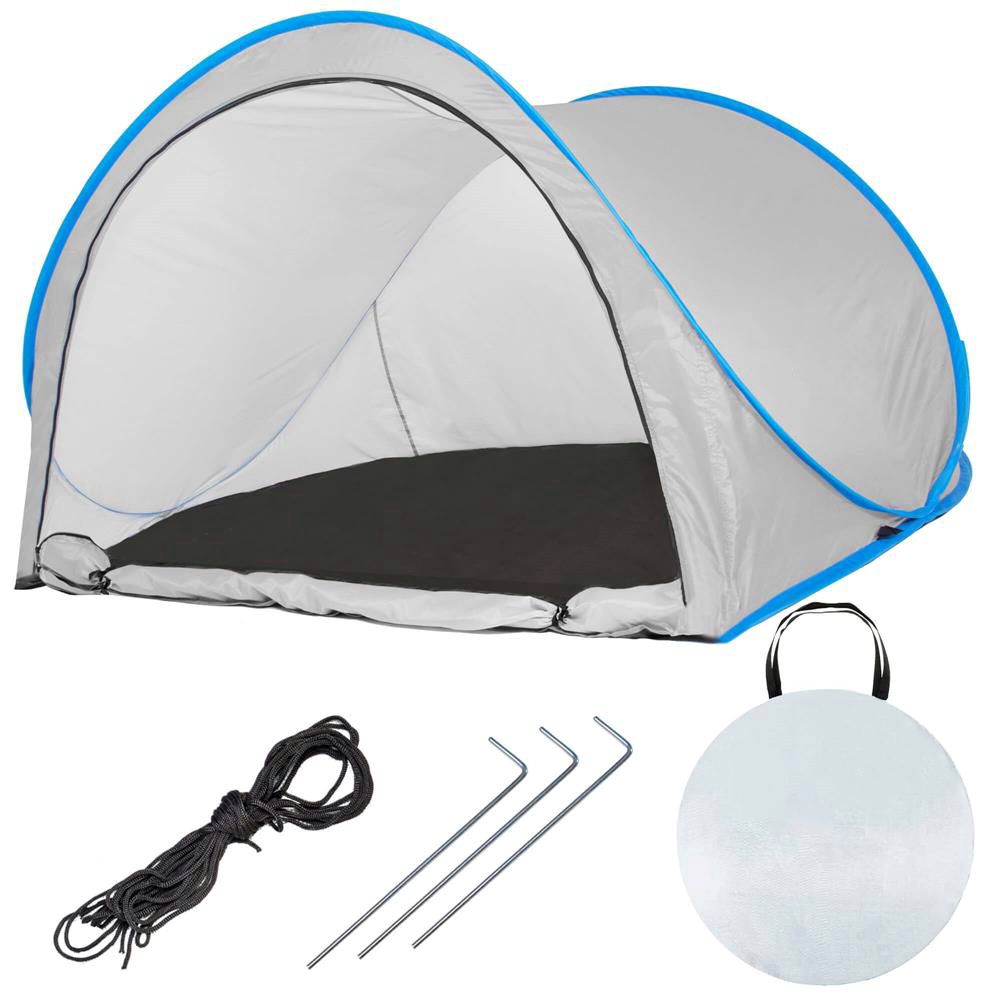 Cort plaja si picnic semi-deschis Sersimo, protectie UV, 200x120x110cm, gri