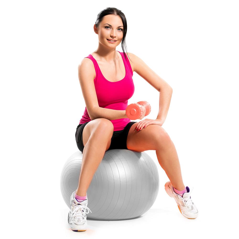Minge pentru fitness sau yoga 75 cm, pompa inclusa, gri