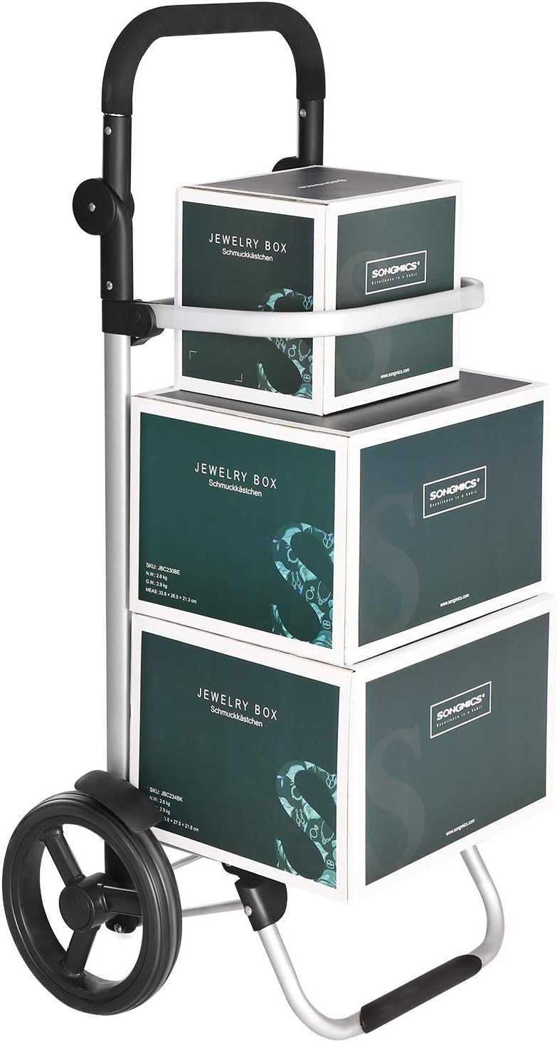 SONGMICS Carucior de cumparaturi piata, pliabil, compartiment frigorific, multifunctional, 44x35x100 cm, negru
