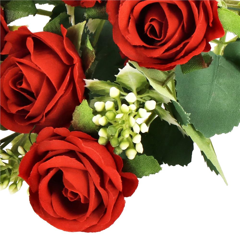 Buchet de flori artificiale din poliester, 10 fire trandafiri, 30cm, rosu