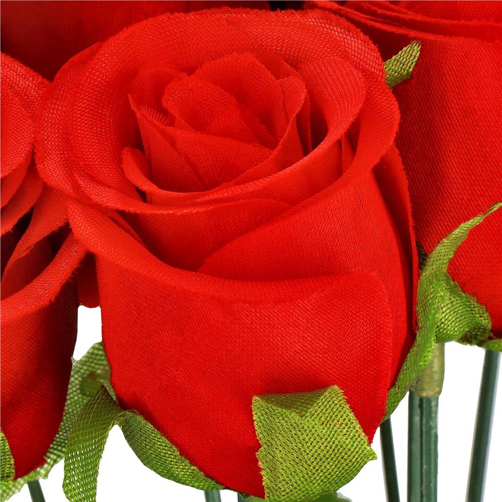 Buchet de flori artificiale din poliester, 12 fire trandafiri, 38cm, rosu