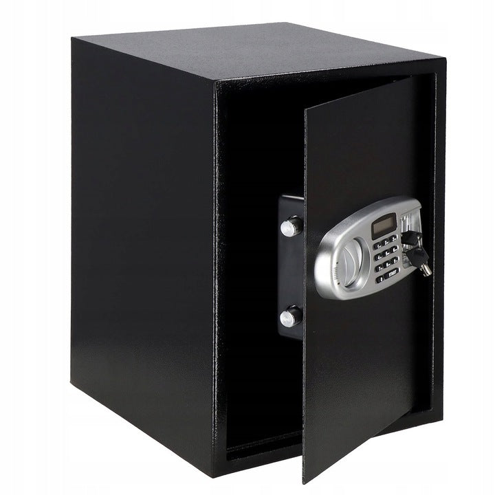 Seif electronic standard cu cifru si cheie, 350x500x360 mm, Otel, Negru