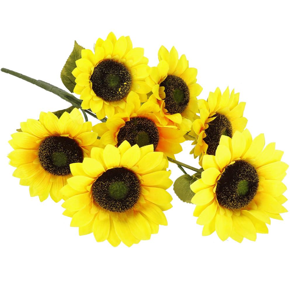 Buchet de flori artificiale din poliester, 2 fire de floarea soarelui, 57cm