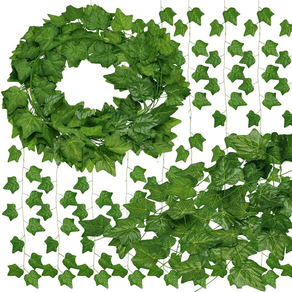 Set 6 ghirlande iedera artificiala pentru decorare, 6x208cm, frunze mici, verde
