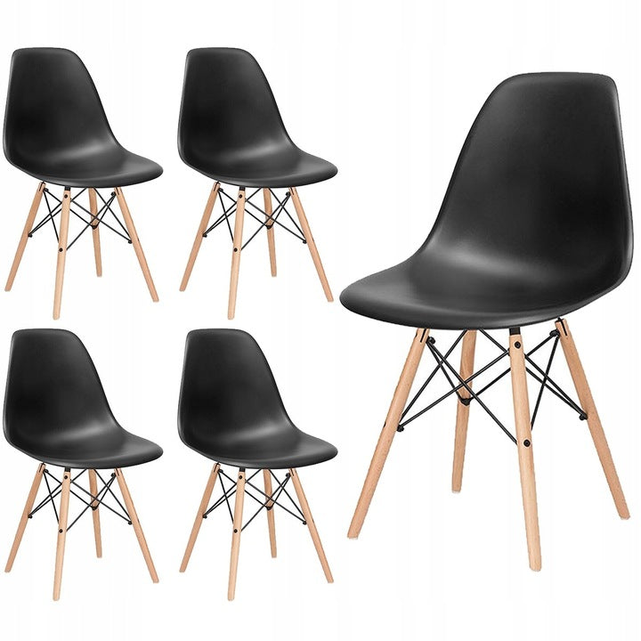 Set 4 scaune dining Scandinav pentru bucatarie, 38x42x82cm, negru