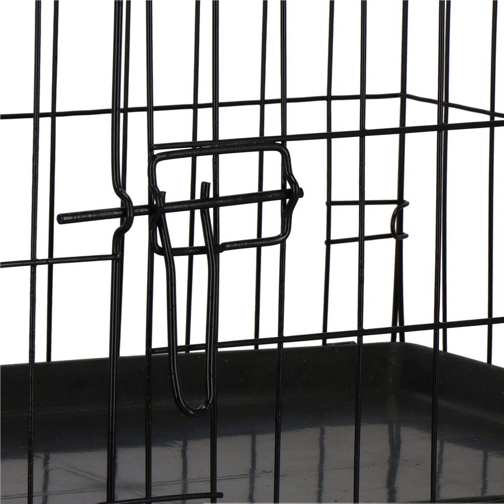 Cusca pentru animale, 2 usi, Pliabila din metal, L, Negru, 59x50x42 cm