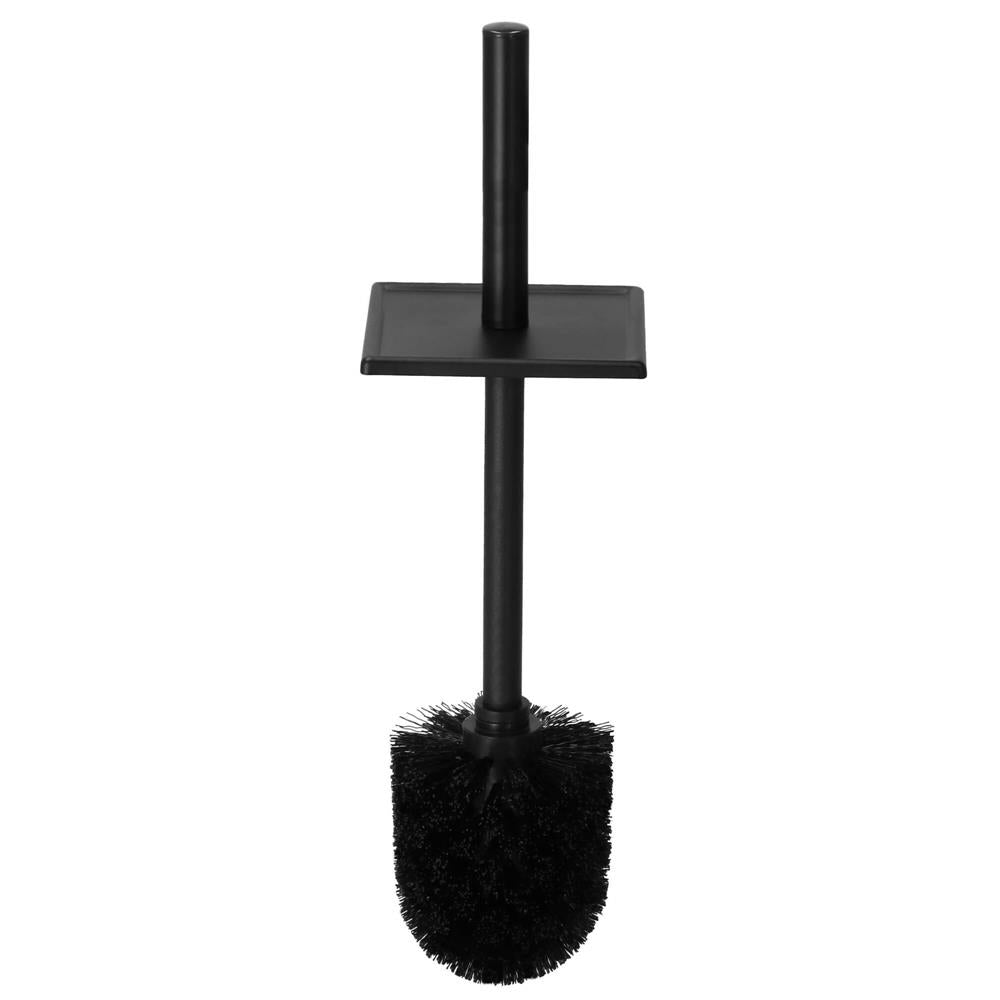 Perie WC cu rezervor detasabil si capac, din metal, 37 cm, negru