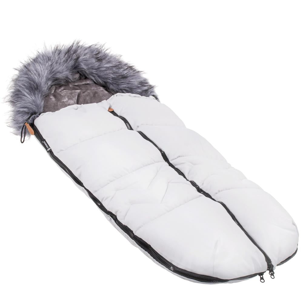 Sac iarna de bebelusi pentru carucior, marime universala, cu gluga, 90x45cm, gri