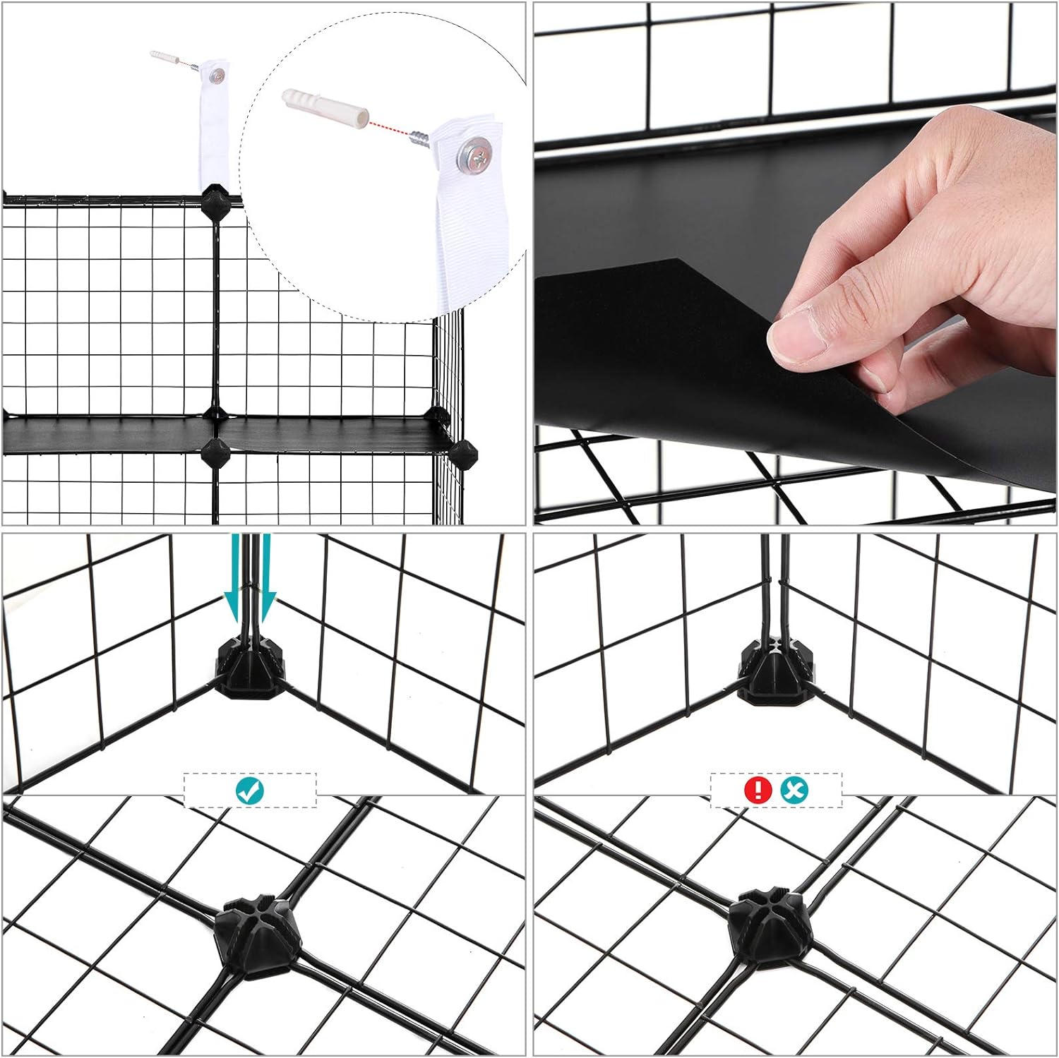 SONGMICS Organizator cu 16 cuburi modulare de depozitare, configurabil, metalic, 123x31x123cm, negru