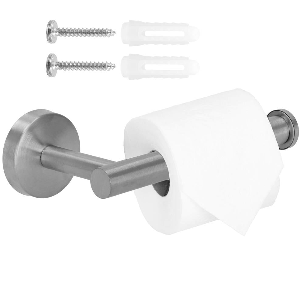 Suport hartie igienica din otel, sistem montare inclus, 16cm, argintiu lucios