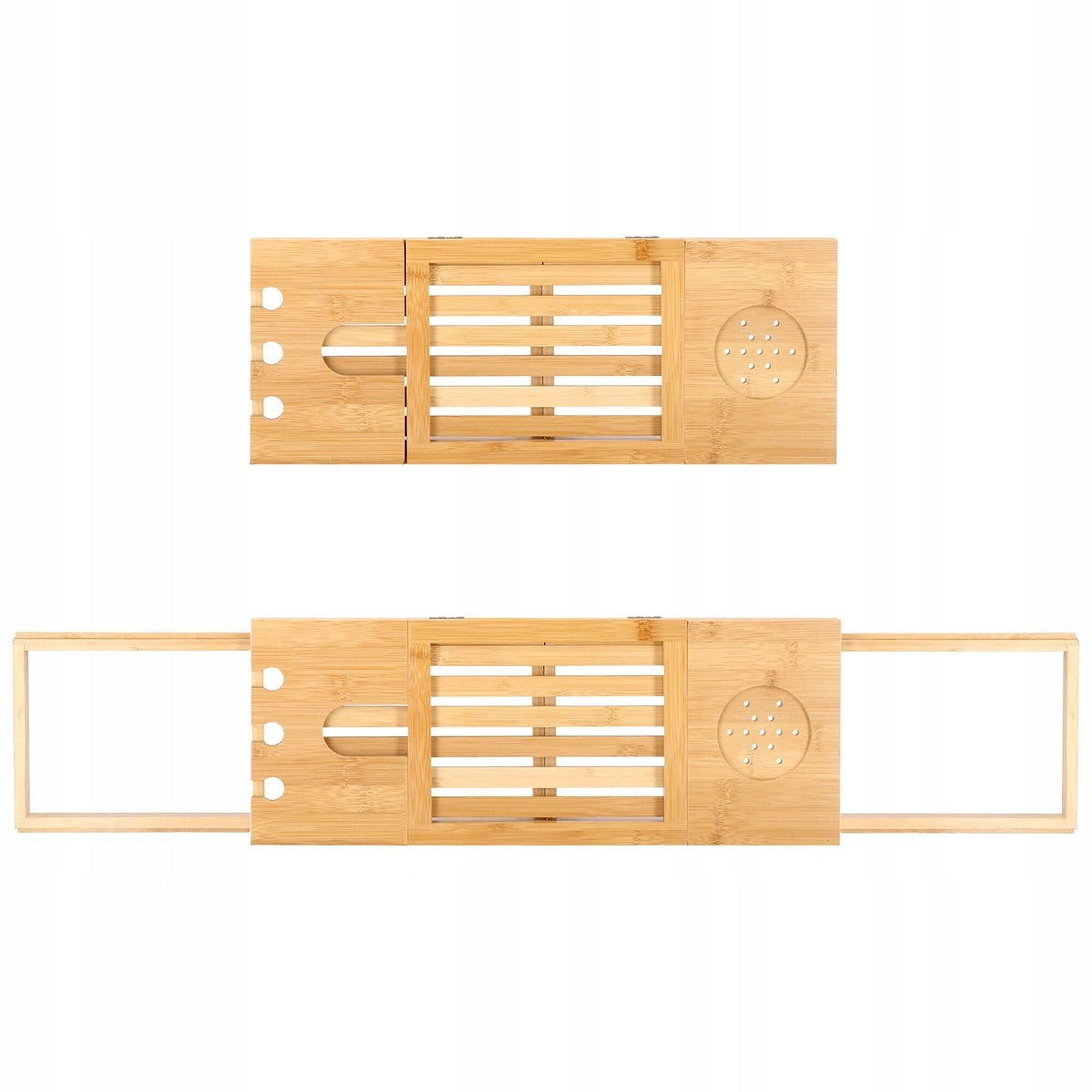 Raft cu tava pentru cada din bambus natural Sersimo 1023, extensibila, 50-93x15cm