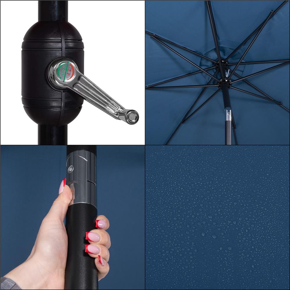 Umbrela terasa gradina, cu manivela si inclinare, diametru 300cm, Albastru