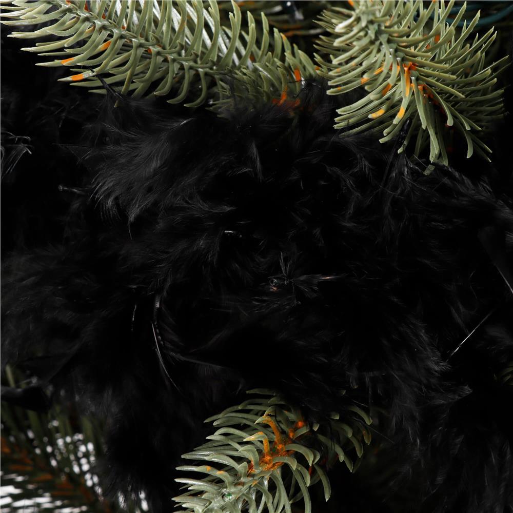 Ghirlanda pentru decor sau bradul de Craciun, model puf si pene, negru, 180cm