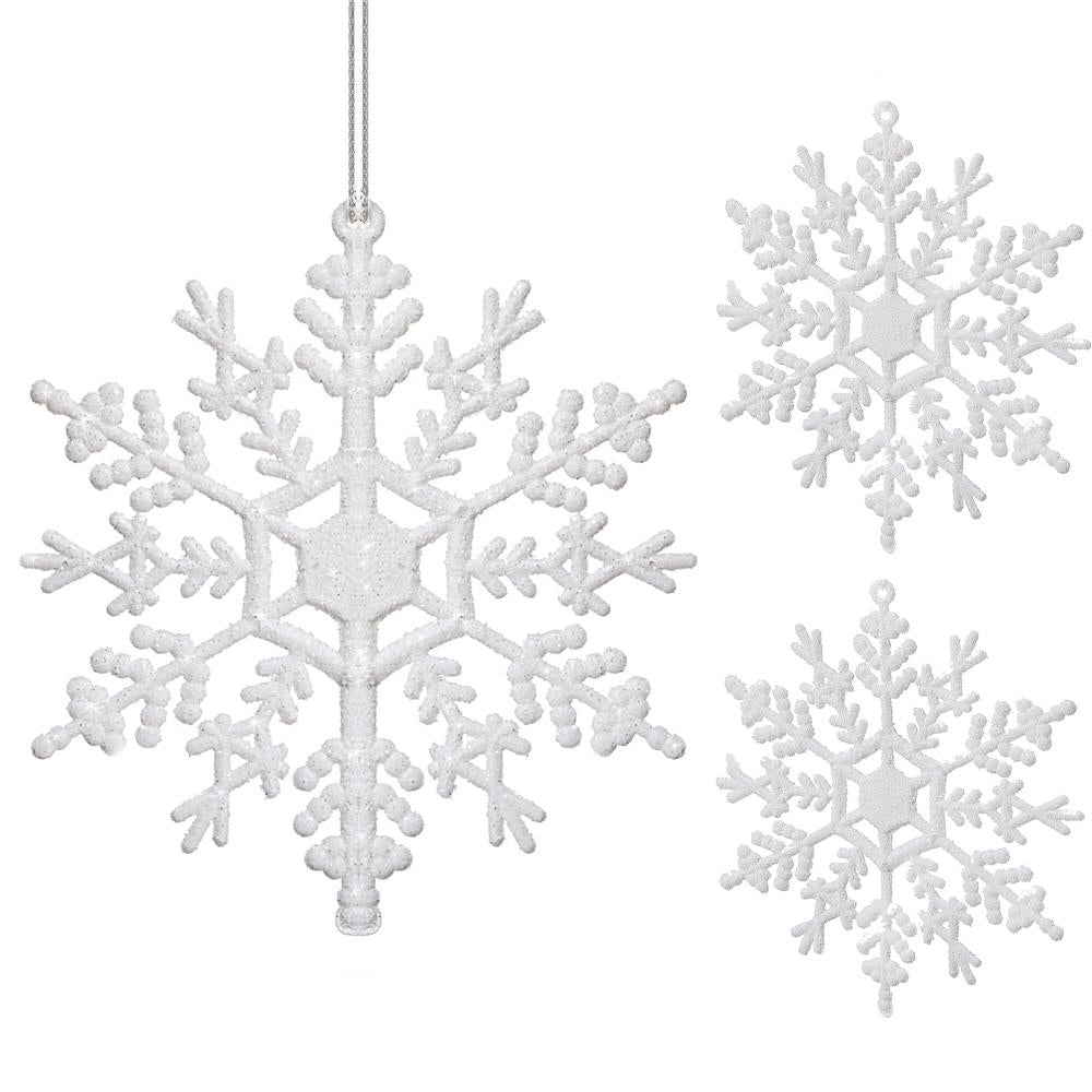 Decoratiune brad fulg de zapada, set 3 bucati, 12cm, alb