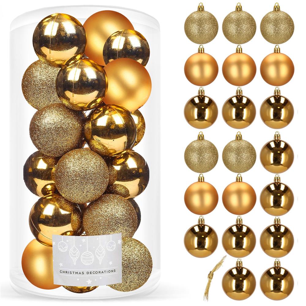 Set globuri de Craciun, 20 bucati, 3 modele, 4cm, auriu