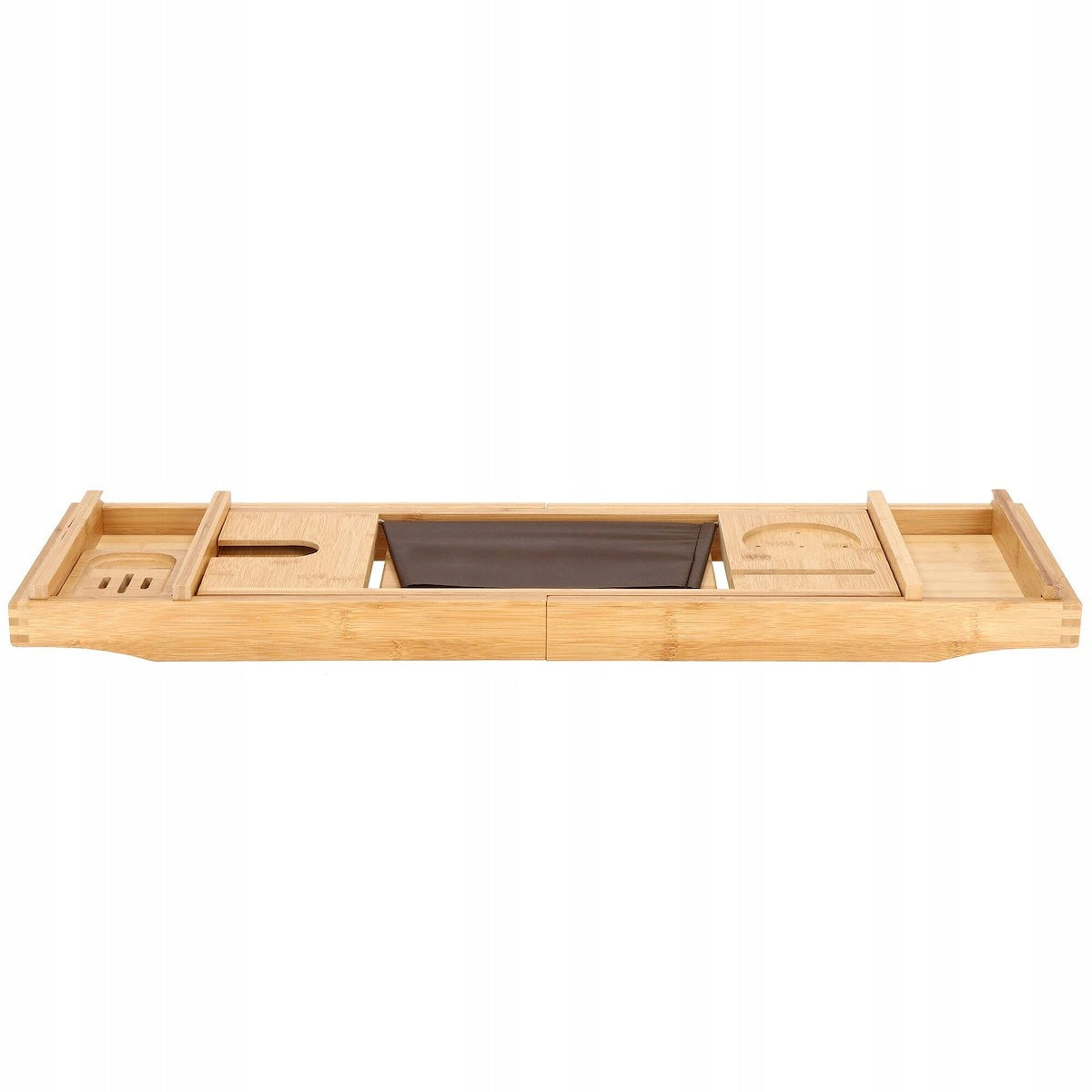 Raft cu tava pentru cada din bambus natural Sersimo 1024, extensibila, 75-110x23cm