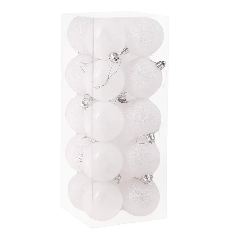 Set globuri de Craciun, 20 bucati, 8cm, alb perlat