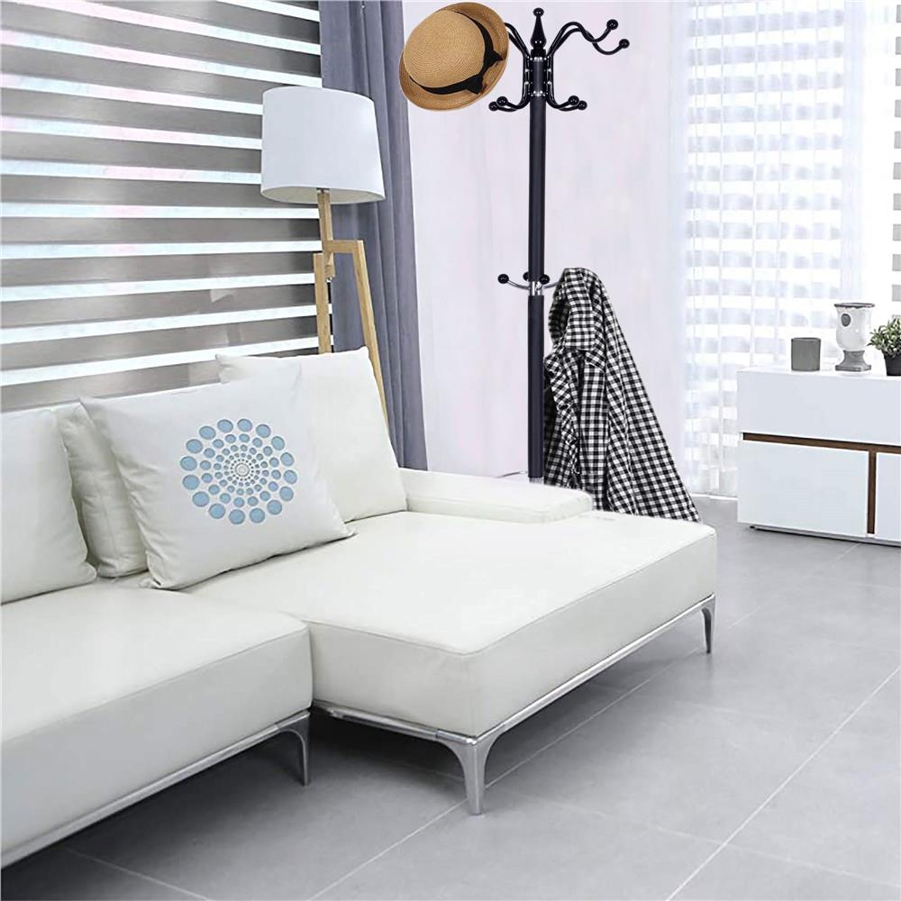 Cuier tip pom din metal Sersimo, 12 agatatoare, 174cm, negru