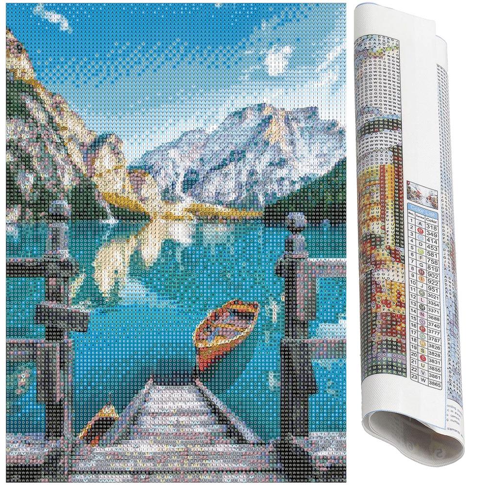 Set de broderie cu diamante 5D, 30x40cm, model Lac glaciar