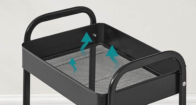 SONGMICS Raft de depozitare mobil tip carucior rulant, pentru baie sau bucatarie, cadru otel cu blat MDF, 31x44x74 cm, negru