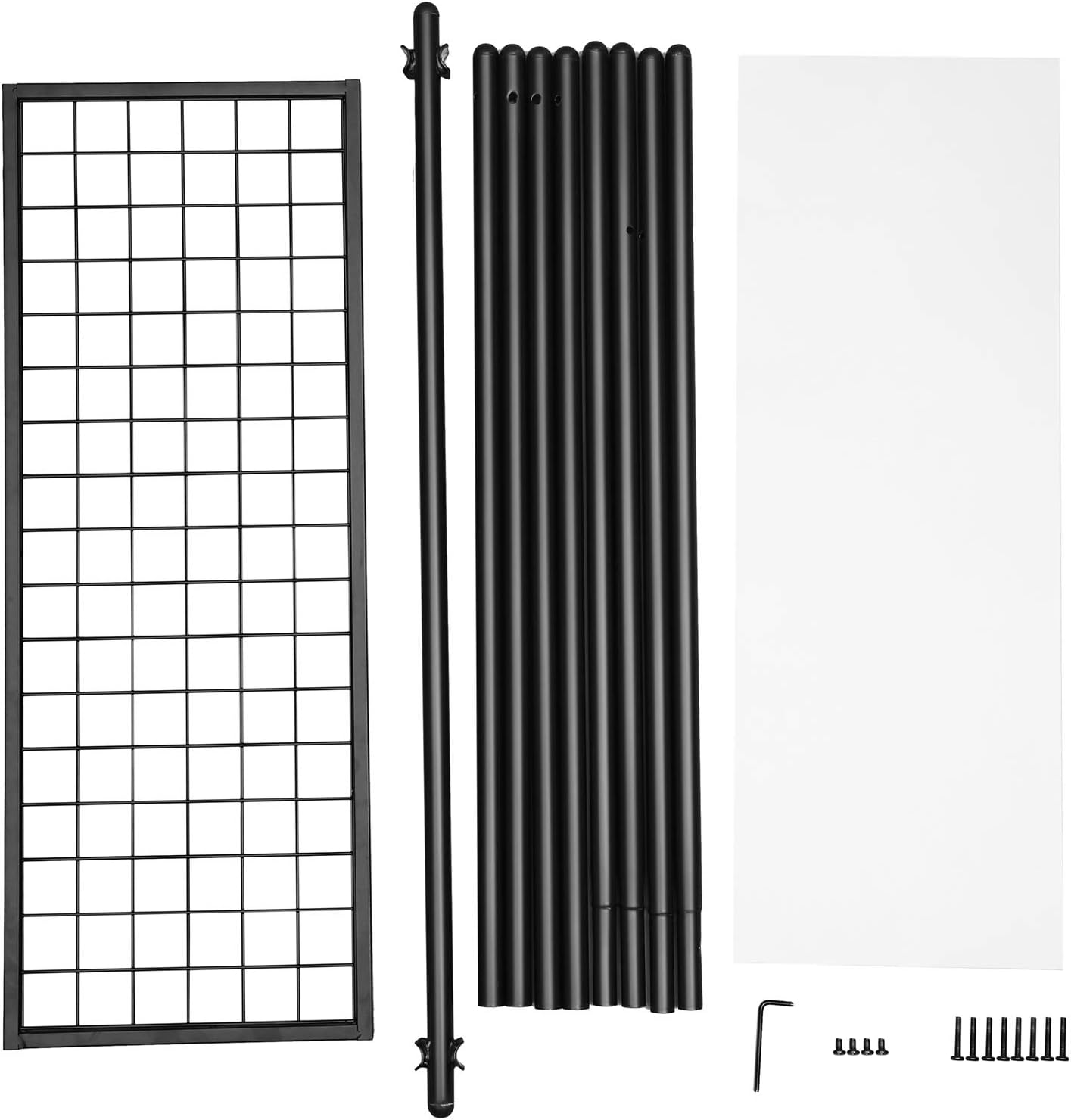 Suport pentru haine cu cadru din otel, cu sina de agatat si raft, 34x93x153cm, negru mat