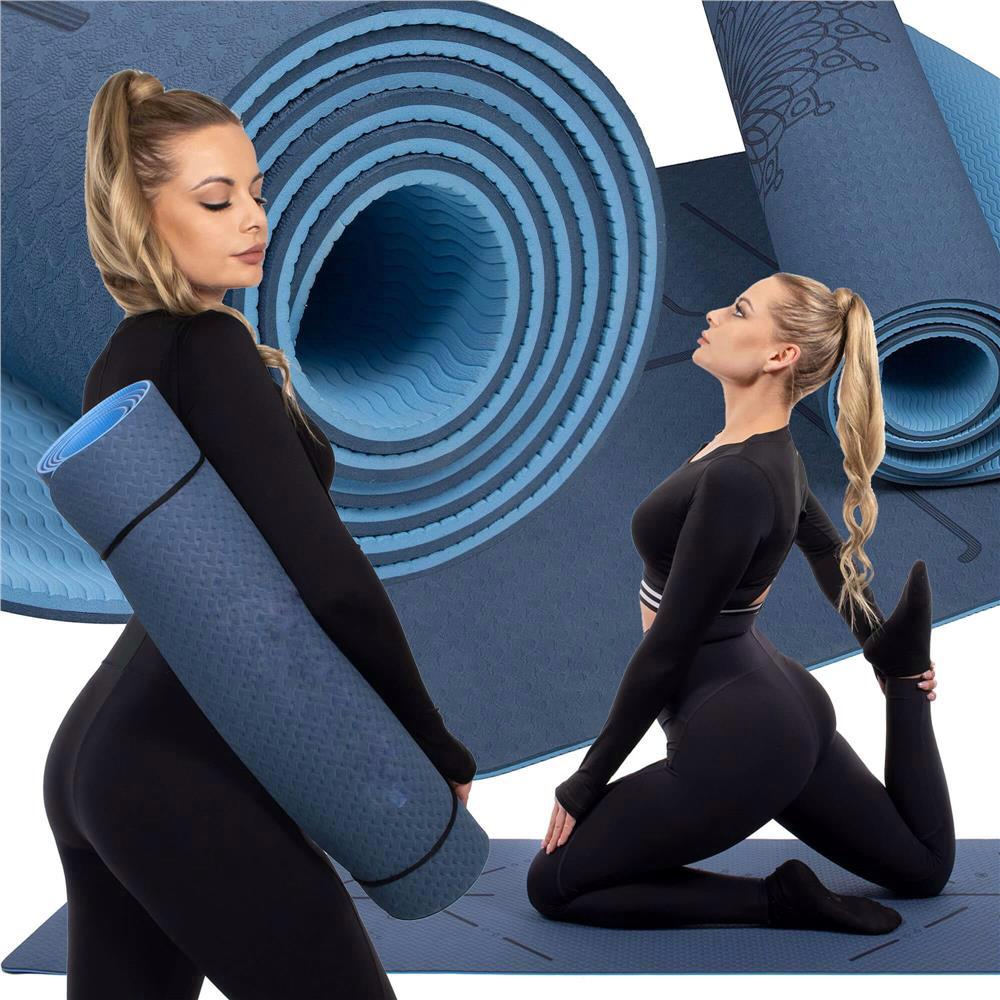 Saltea pentru antrenament, yoga, fitness, aerobic, pilates, exercitii la sol, 183x61cm, albastru