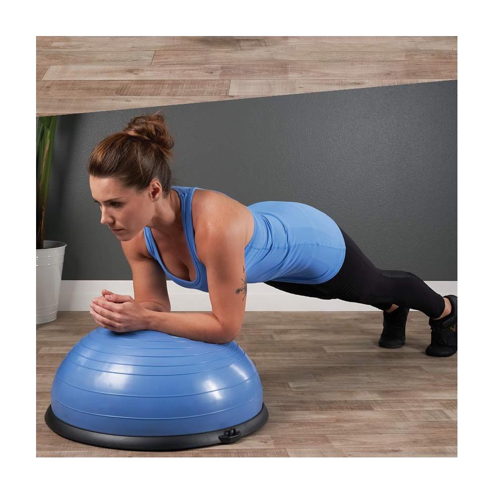 Minge fitness pentru echilibru, cu extensoare si pompa inclusa, 200kg, 57x25cm, albastru