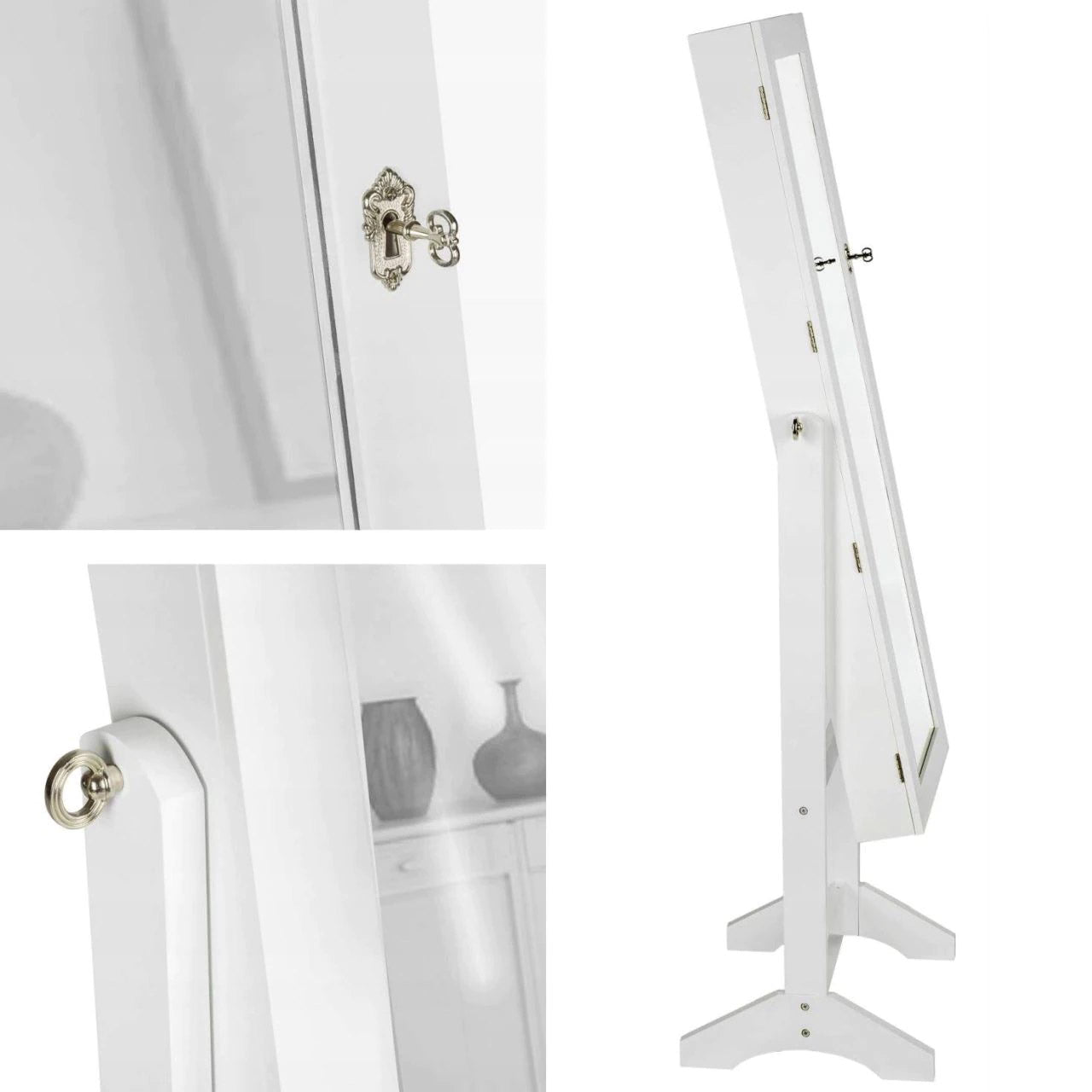 Dulap de toaleta cu oglinda si spatiu de depozitare bijuterii, 35x139cm, alb