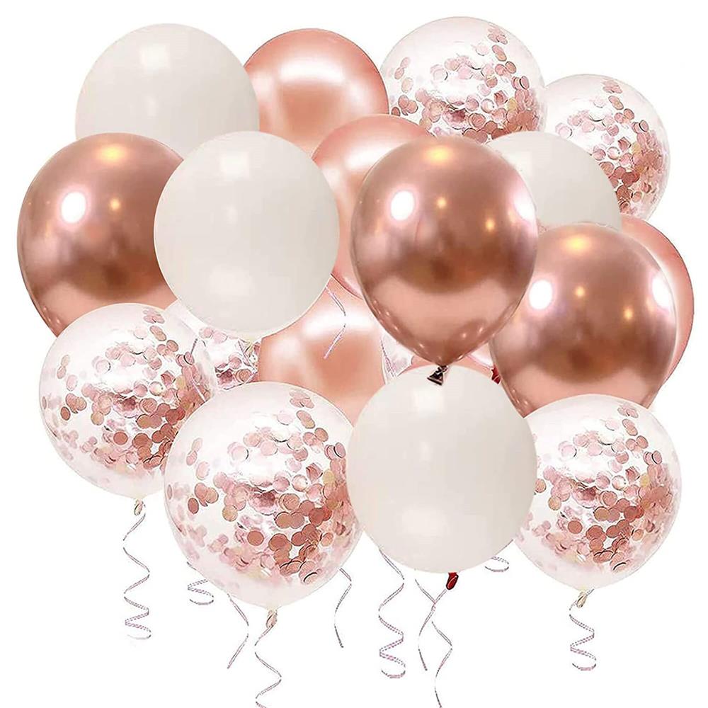 Set 53 baloane si decoratiuni Aniversare Majorat 18 Ani, rose auriu