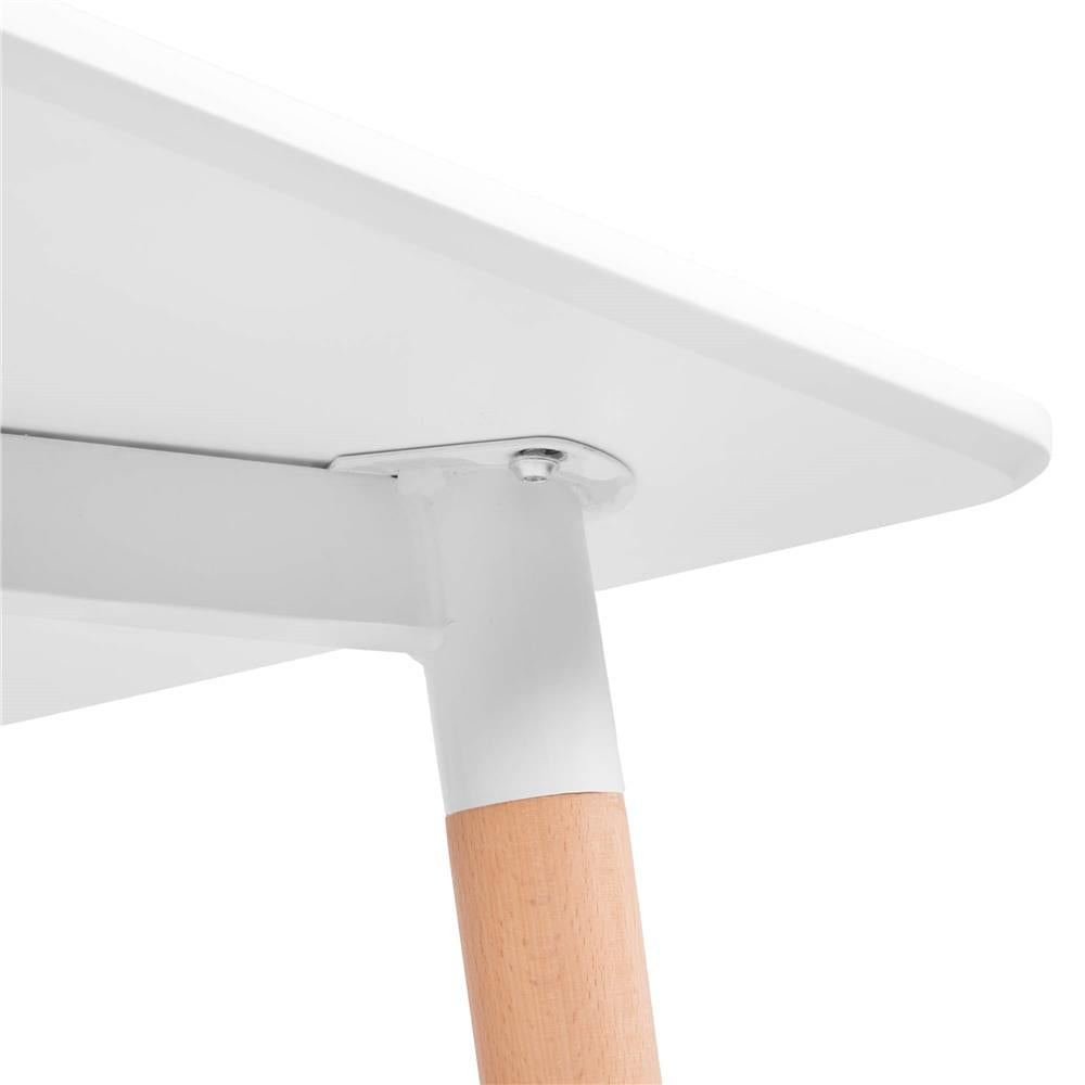 Masa dining bucatarie, dreptunghiulara, 120x80x74 cm, Blat MDF, Picioare lemn, Alb - 8
