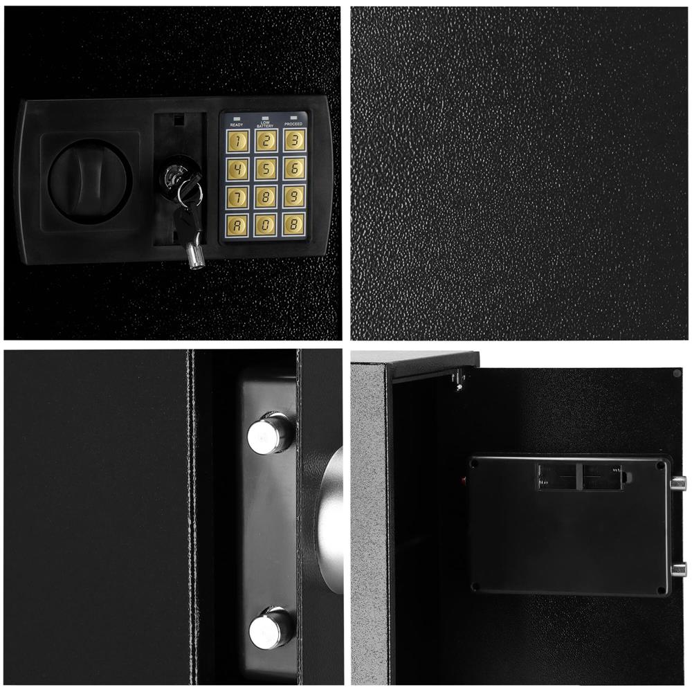 Seif electronic standard cu cifru si cheie, 415x350x310 mm, negru