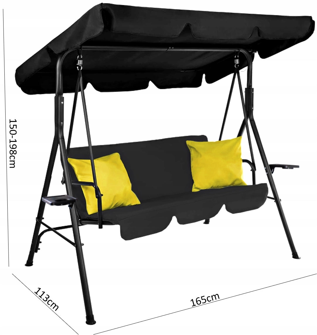 Leagan balansoar gradina Sersimo Trieste, 3 locuri, 220kg, negru