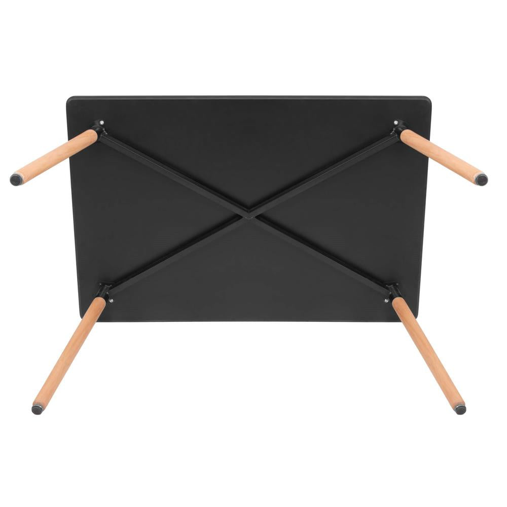 Masa dining bucatarie, dreptunghiulara, 120x80x74 cm, Blat MDF, Picioare lemn, Negru
