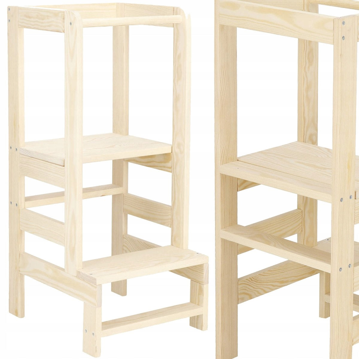 Turn de invatare inaltator multifunctional de bucatarie din lemn, ajustabil, autoasamblare, natur