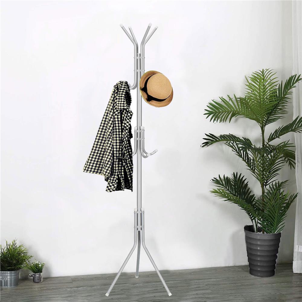 Cuier pentru haine, tip pom, cu 12 carlige, 173 cm, gri